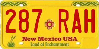 NM license plate 287RAH