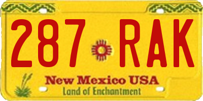 NM license plate 287RAK