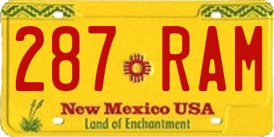 NM license plate 287RAM
