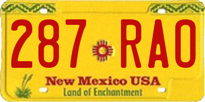 NM license plate 287RAO