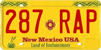 NM license plate 287RAP