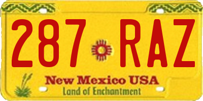 NM license plate 287RAZ