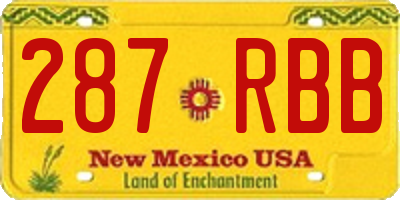 NM license plate 287RBB