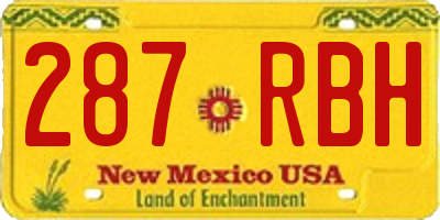 NM license plate 287RBH