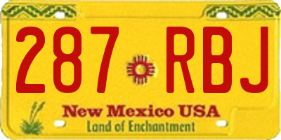 NM license plate 287RBJ