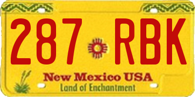 NM license plate 287RBK