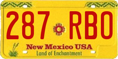 NM license plate 287RBO