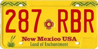 NM license plate 287RBR
