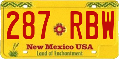 NM license plate 287RBW