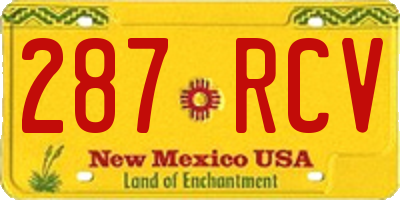 NM license plate 287RCV