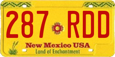 NM license plate 287RDD
