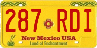 NM license plate 287RDI