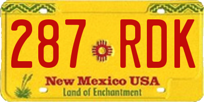 NM license plate 287RDK
