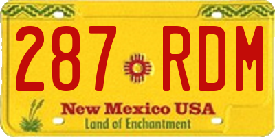 NM license plate 287RDM