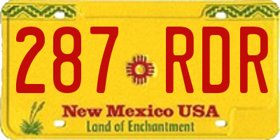 NM license plate 287RDR