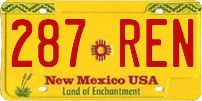 NM license plate 287REN