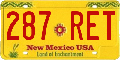NM license plate 287RET