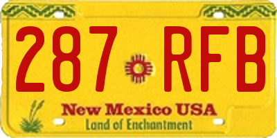 NM license plate 287RFB