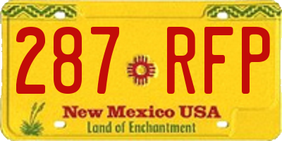 NM license plate 287RFP