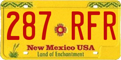 NM license plate 287RFR