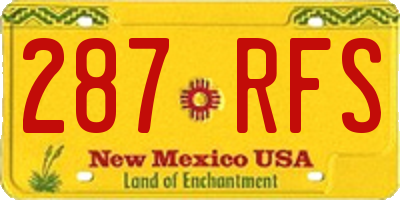NM license plate 287RFS