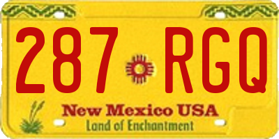 NM license plate 287RGQ