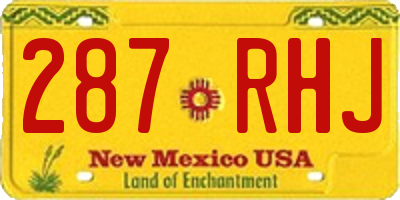 NM license plate 287RHJ
