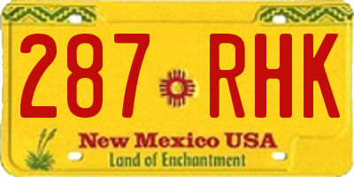 NM license plate 287RHK