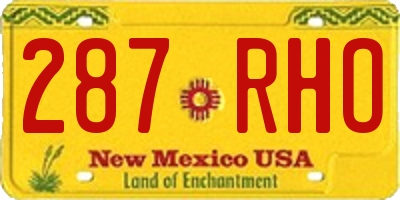NM license plate 287RHO