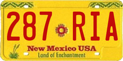 NM license plate 287RIA
