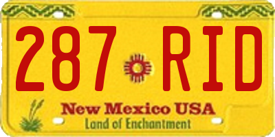 NM license plate 287RID