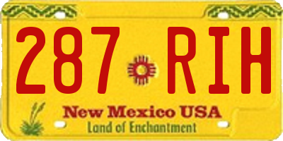 NM license plate 287RIH
