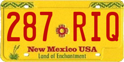 NM license plate 287RIQ