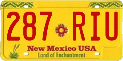 NM license plate 287RIU