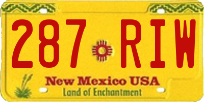 NM license plate 287RIW