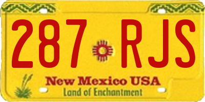 NM license plate 287RJS