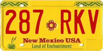 NM license plate 287RKV