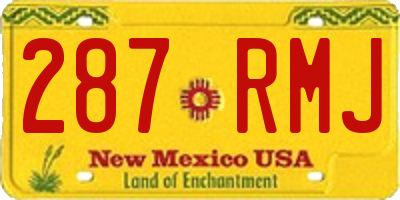 NM license plate 287RMJ