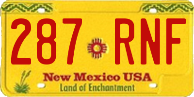 NM license plate 287RNF