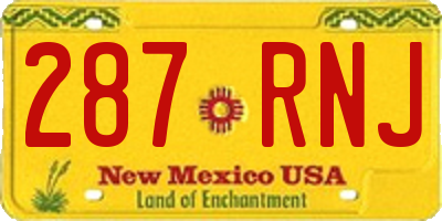 NM license plate 287RNJ