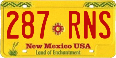 NM license plate 287RNS