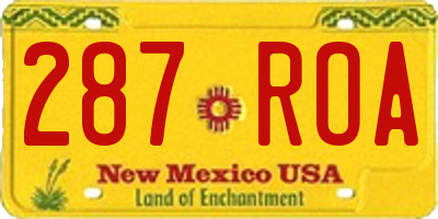 NM license plate 287ROA