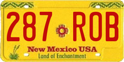 NM license plate 287ROB
