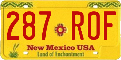 NM license plate 287ROF