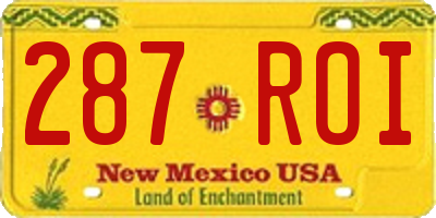 NM license plate 287ROI