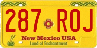 NM license plate 287ROJ