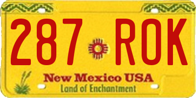 NM license plate 287ROK