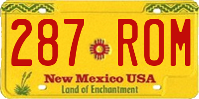 NM license plate 287ROM