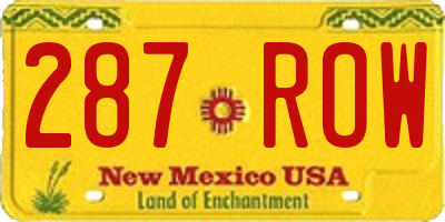 NM license plate 287ROW