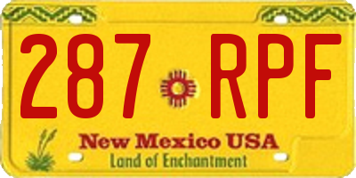 NM license plate 287RPF